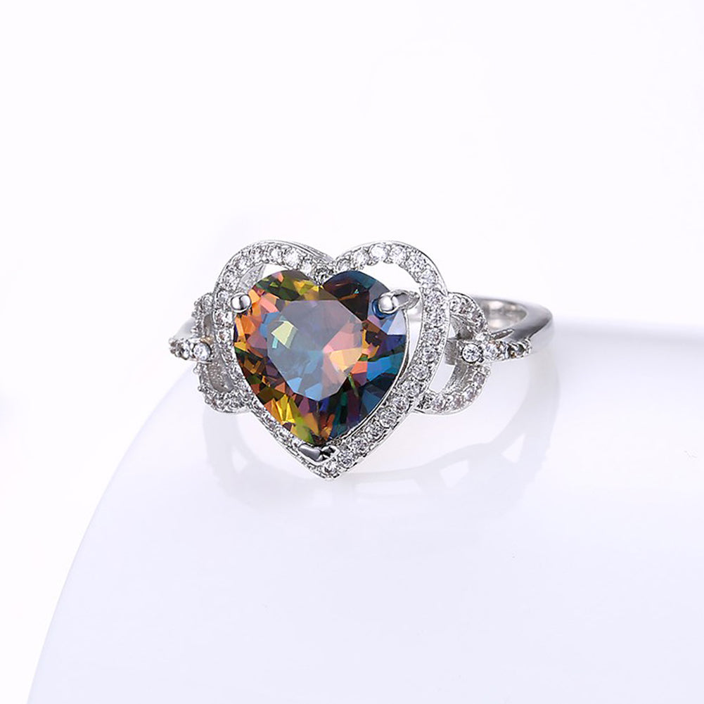 Mystic Topaz Heart Shaped Ring in 18K White Gold