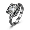 Swarovski Pave Halo Shaped Ring in Black Gun Plating