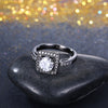 Swarovski Pave Halo Shaped Ring in Black Gun Plating