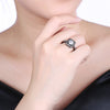 Swarovski Pave Halo Shaped Ring in Black Gun Plating