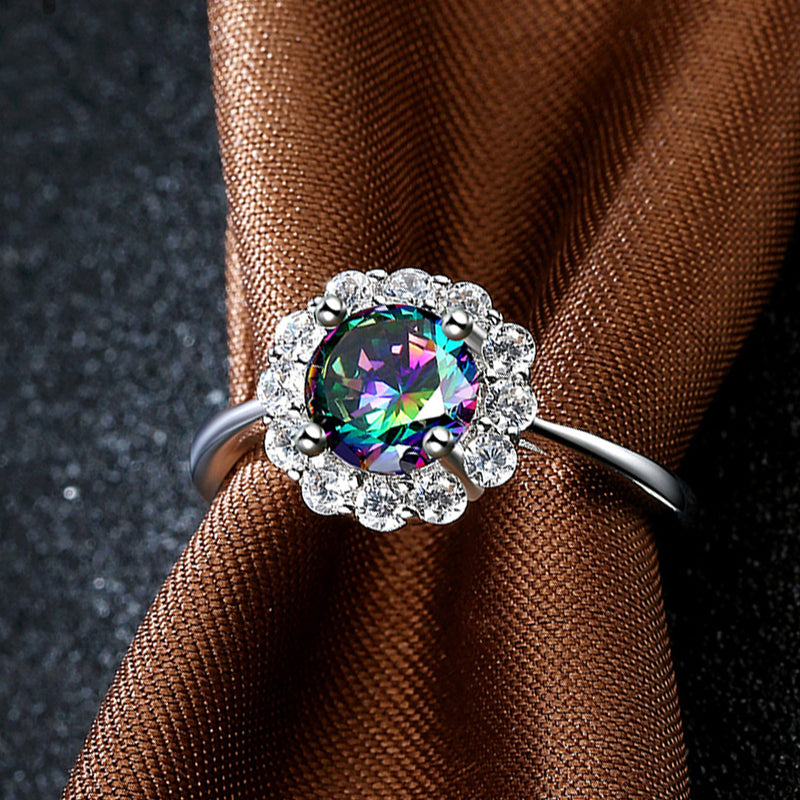 Floral Shaped Mystic Topaz Ring, , Golden NYC Jewelry, Golden NYC Jewelry  jewelryjewelry deals, swarovski crystal jewelry, groupon jewelry,, jewelry for mom, 