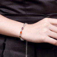 Rainbow Swarovski Princess Cut Bracelet in 18K White gold