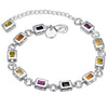 Rainbow Swarovski Square Cut Bracelet in 18K White Gold