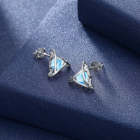 Sterling Silver Blue Swarovski Pyramid Stud Earrings
