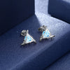 Sterling Silver Blue Swarovski Pyramid Stud Earrings