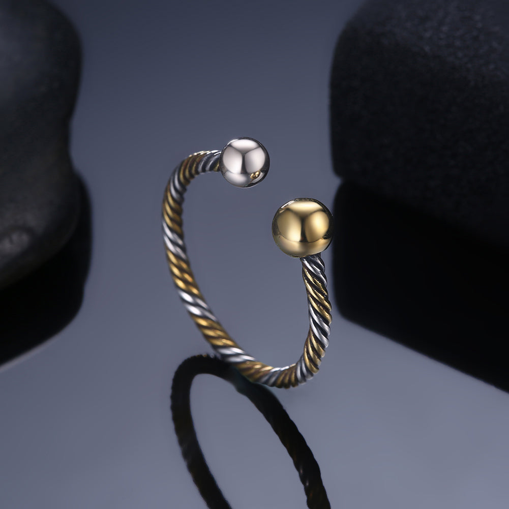 Sterling Silver Trio-Color Adjustable Ring