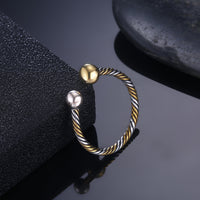 Sterling Silver Trio-Color Adjustable Ring
