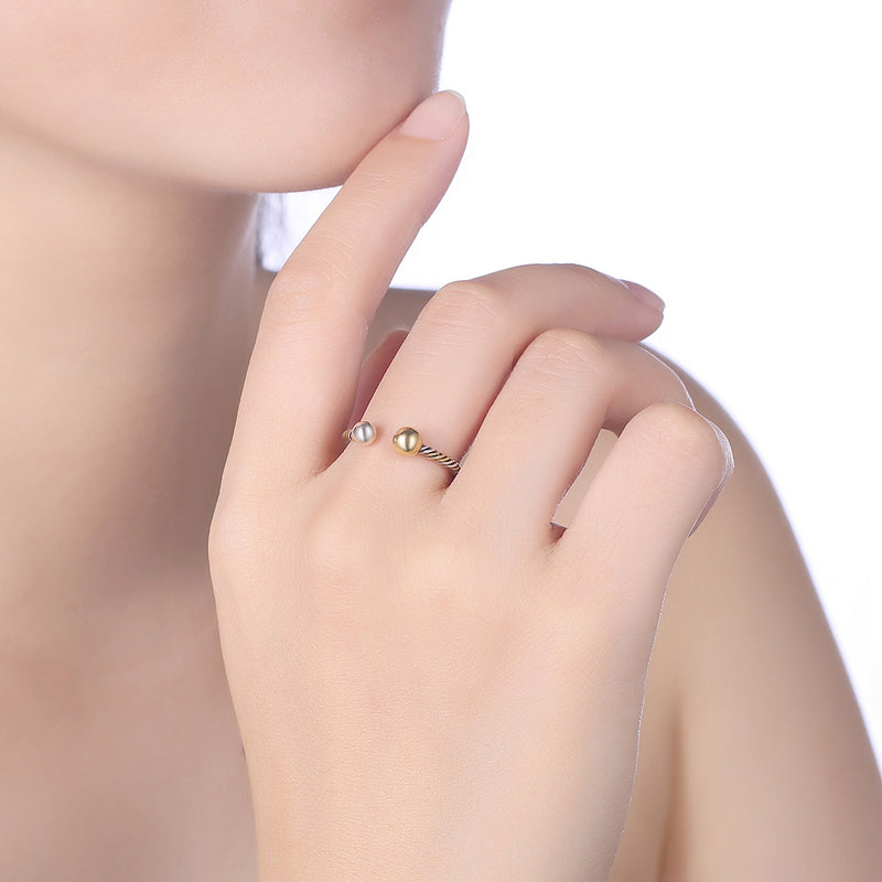 Sterling Silver Trio-Color Adjustable Ring