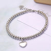 Simple Heart Beaded Sterling Silver Bracelet