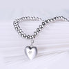 Simple Heart Beaded Sterling Silver Bracelet