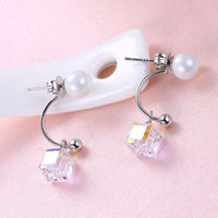 Sterling Silver Freshwater Pearl Aurora Borealis Stud Earrings