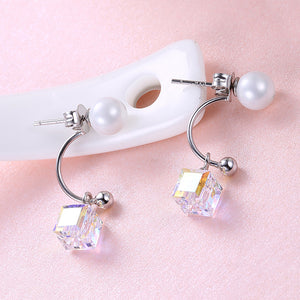 Sterling Silver Freshwater Pearl Aurora Borealis Stud Earrings