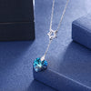 Sapphire Heart Sterling Silver Austrian CrystalNecklace