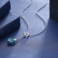 Sapphire Heart Sterling Silver Swarovski CrystalNecklace