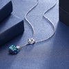 Sapphire Heart Sterling Silver Austrian CrystalNecklace