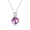 Pink Topaz Disc Sterling Silver Austrian Crystal Necklace
