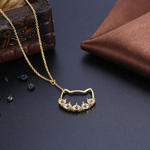 Sterling Silver Austrian Cat Pendant Necklace - Gold