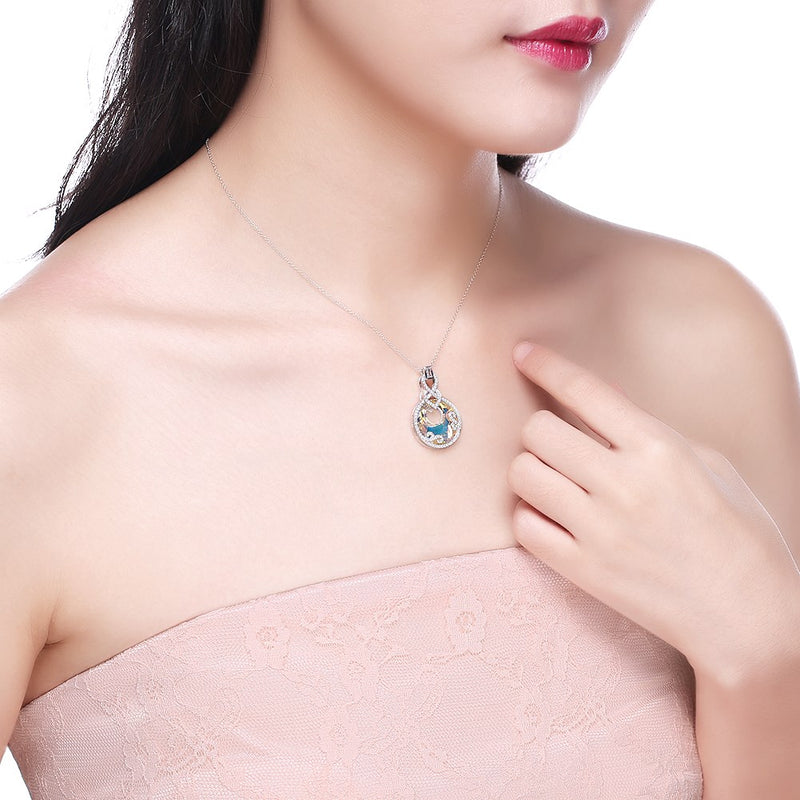 5.00 CT Aurora Borealis Stone Sterling Silver Swarovski Crystal Disc Necklace, Necklaces, Golden NYC Jewelry, Golden NYC Jewelry jewelryjewelry deals, swarovski crystal jewelry, groupon jewelry,, jewelry for mom,