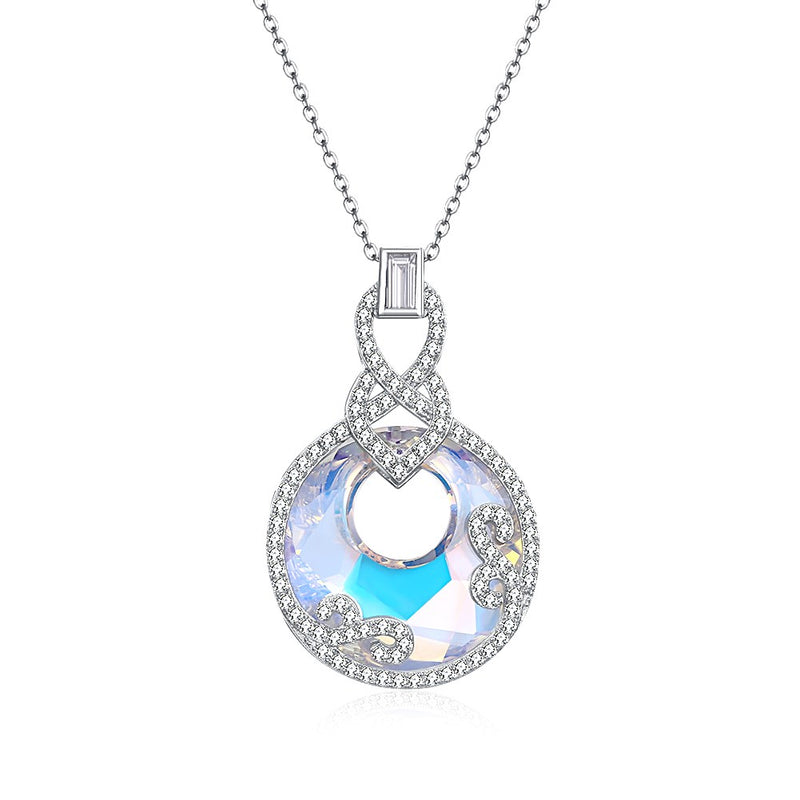 5.00 CT Aurora Borealis Stone Sterling Silver Swarovski Crystal Inception Necklace, Necklaces, Golden NYC Jewelry, Golden NYC Jewelry  jewelryjewelry deals, swarovski crystal jewelry, groupon jewelry,, jewelry for mom,