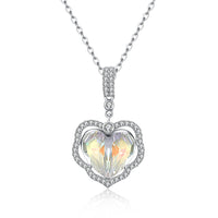 5.00 CT Aurora Borealis Stone Sterling Silver Swarovski Crystal Enchanting Heart Necklace, Necklaces, Golden NYC Jewelry, Golden NYC Jewelry jewelryjewelry deals, swarovski crystal jewelry, groupon jewelry,, jewelry for mom,
