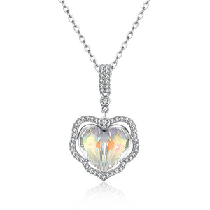 5.00 CT Aurora Borealis Stone Sterling Silver Swarovski Crystal Enchanting Heart Necklace, Necklaces, Golden NYC Jewelry, Golden NYC Jewelry  jewelryjewelry deals, swarovski crystal jewelry, groupon jewelry,, jewelry for mom,