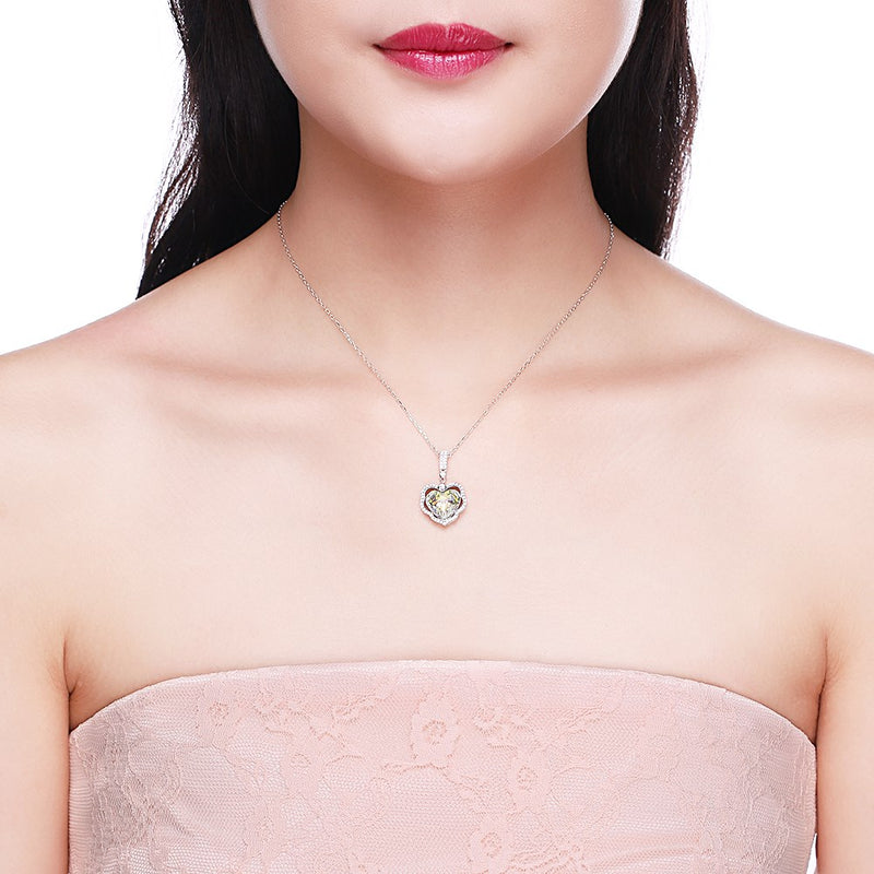 5.00 CT Aurora Borealis Stone Sterling Silver Swarovski Crystal Enchanting Heart Necklace, Necklaces, Golden NYC Jewelry, Golden NYC Jewelry jewelryjewelry deals, swarovski crystal jewelry, groupon jewelry,, jewelry for mom,
