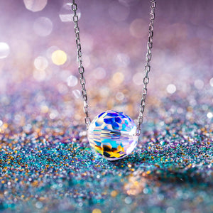 Sterling Silver Aurora Borealis Disco Ball Necklace