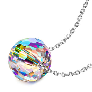 Sterling Silver Aurora Borealis Splending Shimmering Sphere Necklace