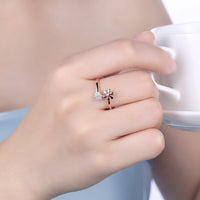 Sterling Silver Swarovski Crystal Floral Adjsutable Ring