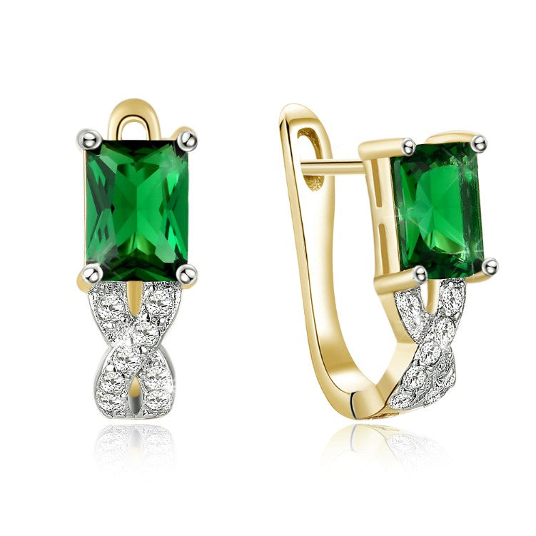Simulated Emerald Twisted Leverback Earrings - Golden NYC Jewelry www.goldennycjewelry.com fashion jewelry for women