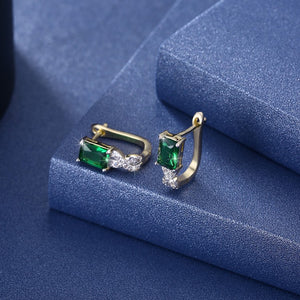 Simulated Emerald Twisted Leverback Earrings - Golden NYC Jewelry www.goldennycjewelry.com fashion jewelry for women