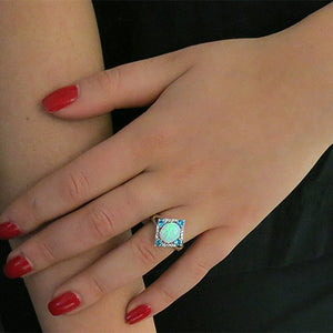 Aquamarine Opal Ring Set in 18K White Gold, Rings, Golden NYC Jewelry, Golden NYC Jewelry  jewelryjewelry deals, swarovski crystal jewelry, groupon jewelry,, jewelry for mom,