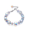 Stunning Aurora Borealis Geometric Shaped Bracelet in 18K White Gold Plating