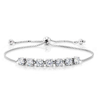 Seven Princess White Swarovski Elements Bracelet in 18K White Gold
