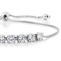 Seven Princess White Swarovski Elements Bracelet in 18K White Gold