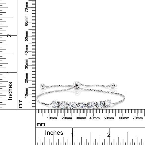 Seven Princess White Swarovski Elements Bracelet in 18K White Gold