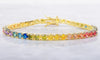 Rainbow Austrian Elements Princess Cut Tennis Bracelet in 14K Gold Plating