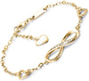 White Austrian Elements Infinite Pendant Chain Bracelet in 14K Gold Plating