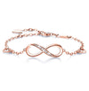 White Austrian Elements Infinite Pendant Chain Bracelet in 14K Rose Gold Plating