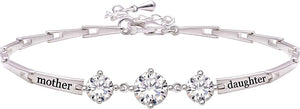 18K White Gold Plated Mother and Daughter Bracelet