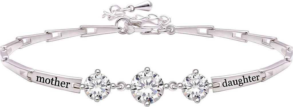 Triple Diamond Created Stone MOTHER-DAUGHTER Bracelet