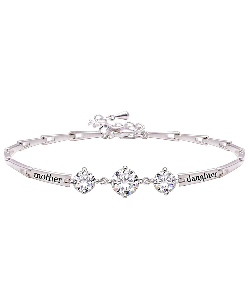 Triple Diamond Created Stone MOTHER-DAUGHTER Bracelet