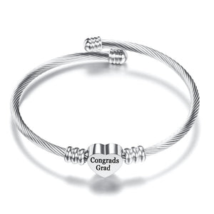 Congratulation 2020 Graduates! "Congrads Grad" Heart Charm Stainless Steel Bangle