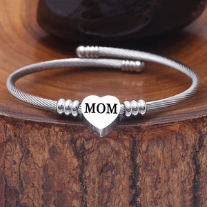 FAST SHIPPING! Mother's Day Stainless Steel Heart Charm Bangle