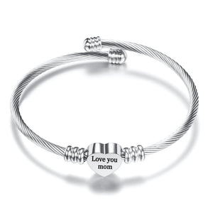 FAST SHIPPING! Mother's Day Stainless Steel Heart Charm Bangle