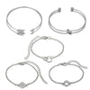 5 Piece Pav'e Loveknot Elements Pav'e Bracelet Silver Set