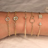 5 Piece Pave Loveknot Bracelet Gold Set