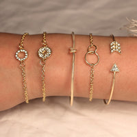 5 Piece Pave Loveknot Bracelet Gold Set