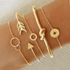 5 Piece Pave Loveknot Bracelet Gold Set