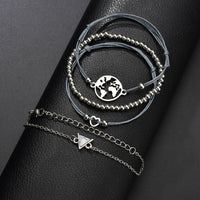 White Marble Pyramid Filigree World 4 Piece Bracelet Set